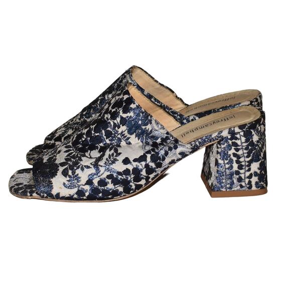 JEFFREY CAMPBELL $150 Perpetua Brocade Mules in Blue/Ivory Size 7.5 - Picture 4 of 6
